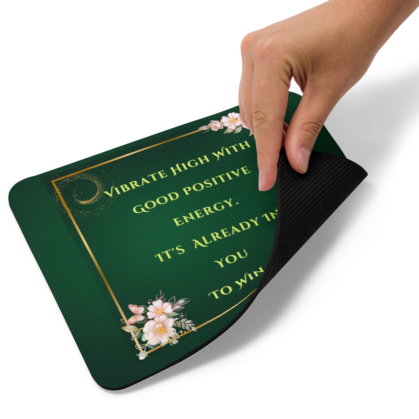 Green Gold & Pink Flowers Mouse pad Elevated Love Source
