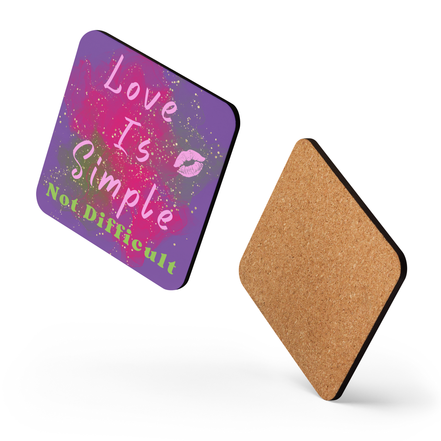 Love Is Simple Not Difficult Cork-Back Coaster Elevated Love Source™