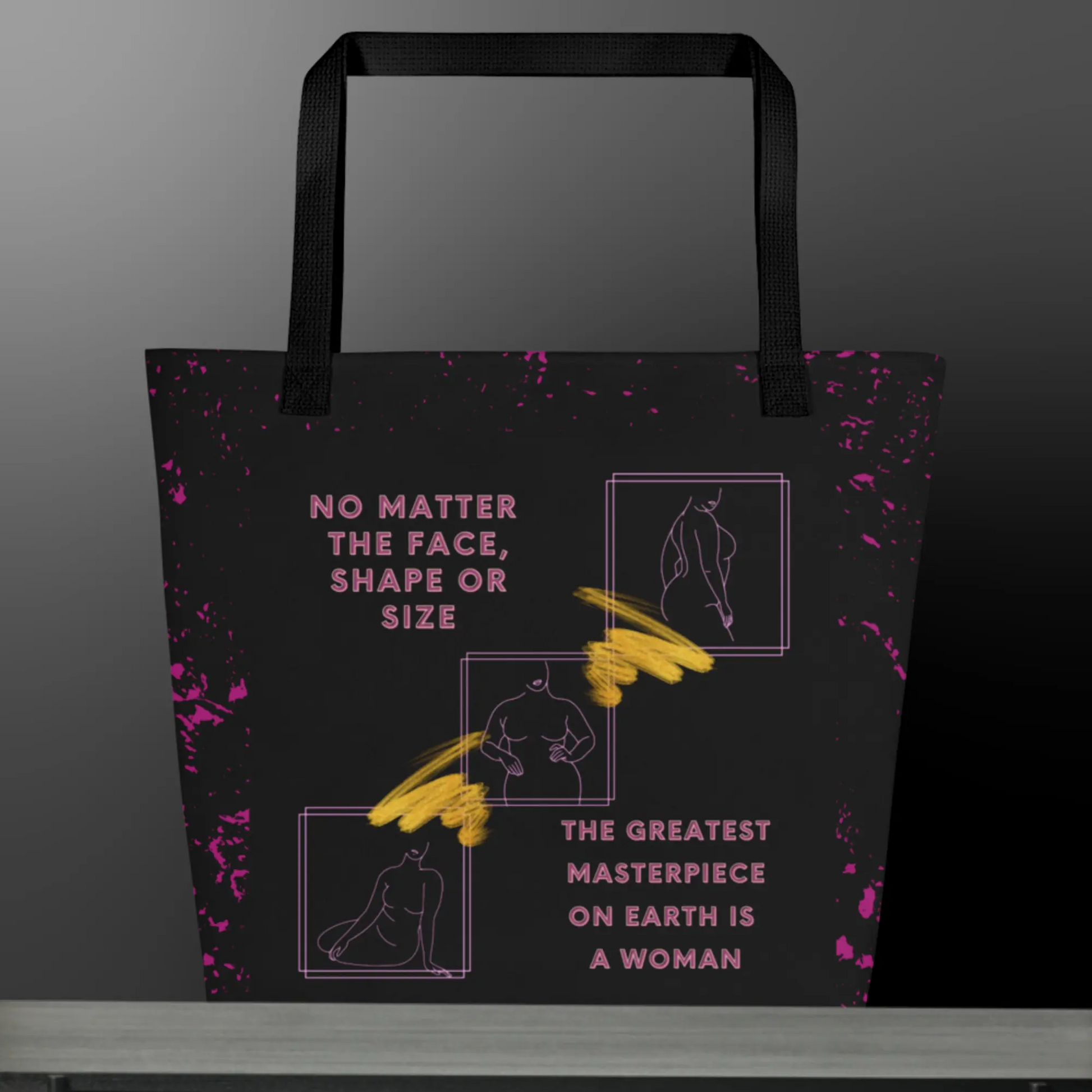 Black & Pink Women's Tote Bag Elevated Love Source