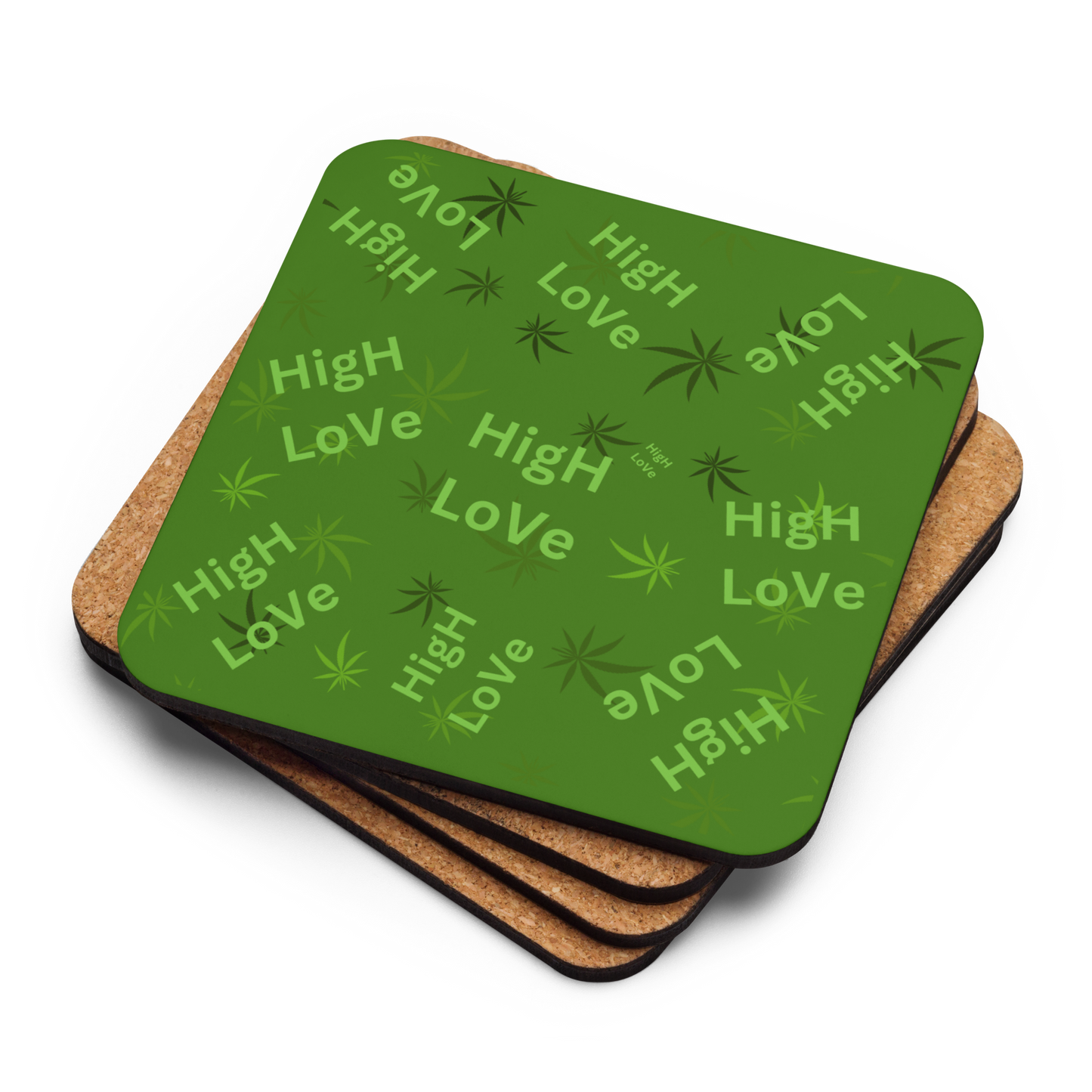 Green Cork-Back Coaster Elevated Love Source™