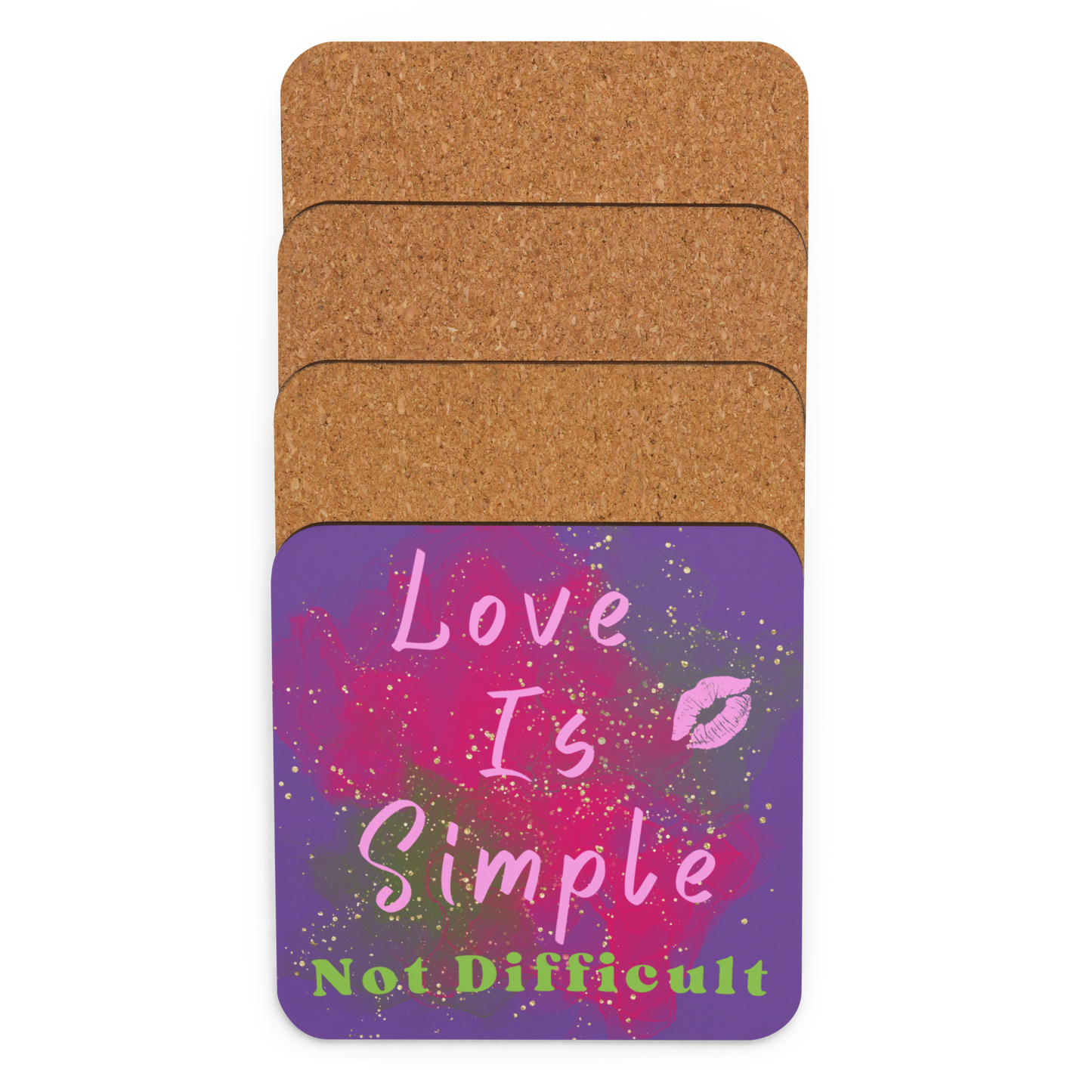 Love Is Simple Not Difficult Cork-Back Coaster Elevated Love Source™