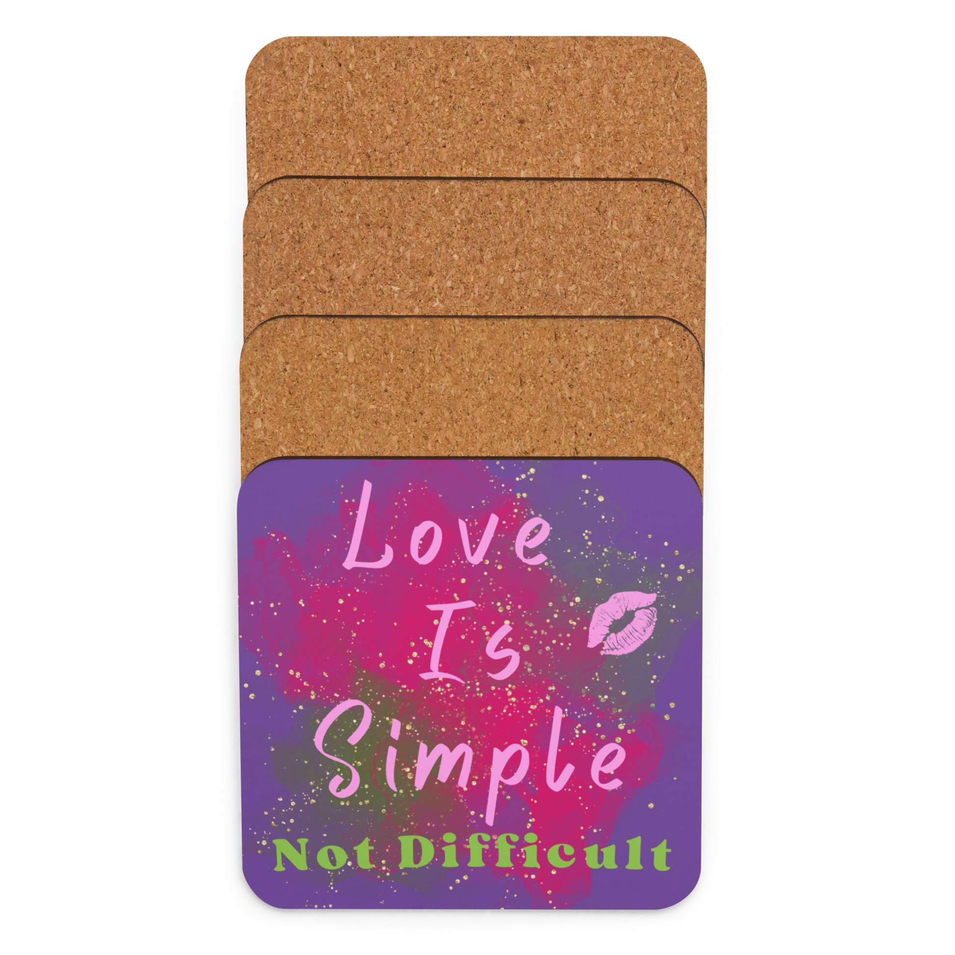Love Is Simple Not Difficult Cork-Back Coaster Elevated Love Source™