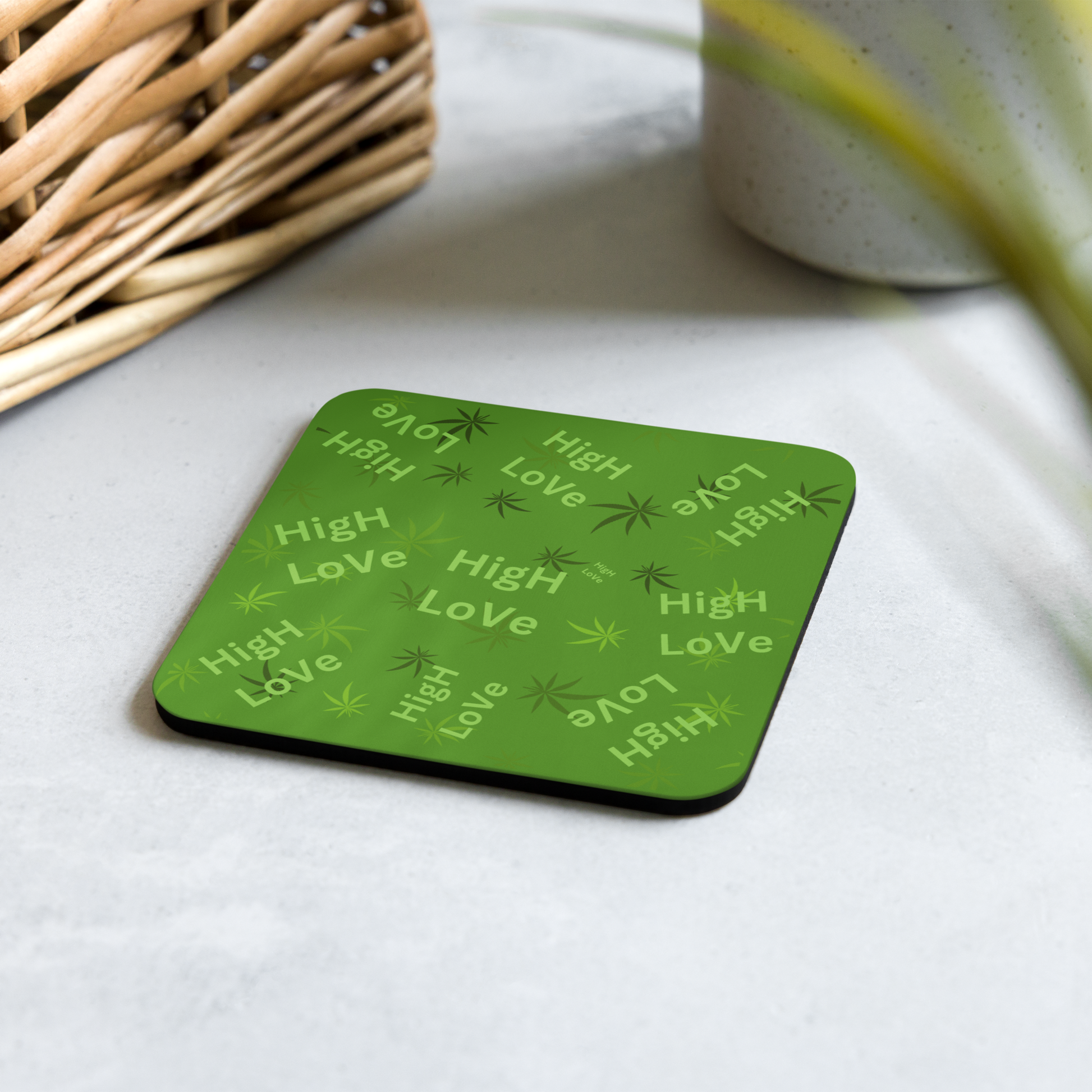 Green Cork-Back Coaster Elevated Love Source™
